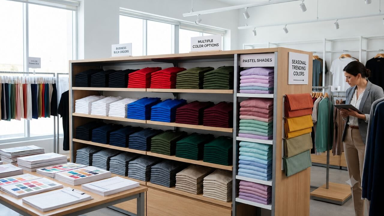 Different wholesale t-shirt fabric types including cotton and polyester