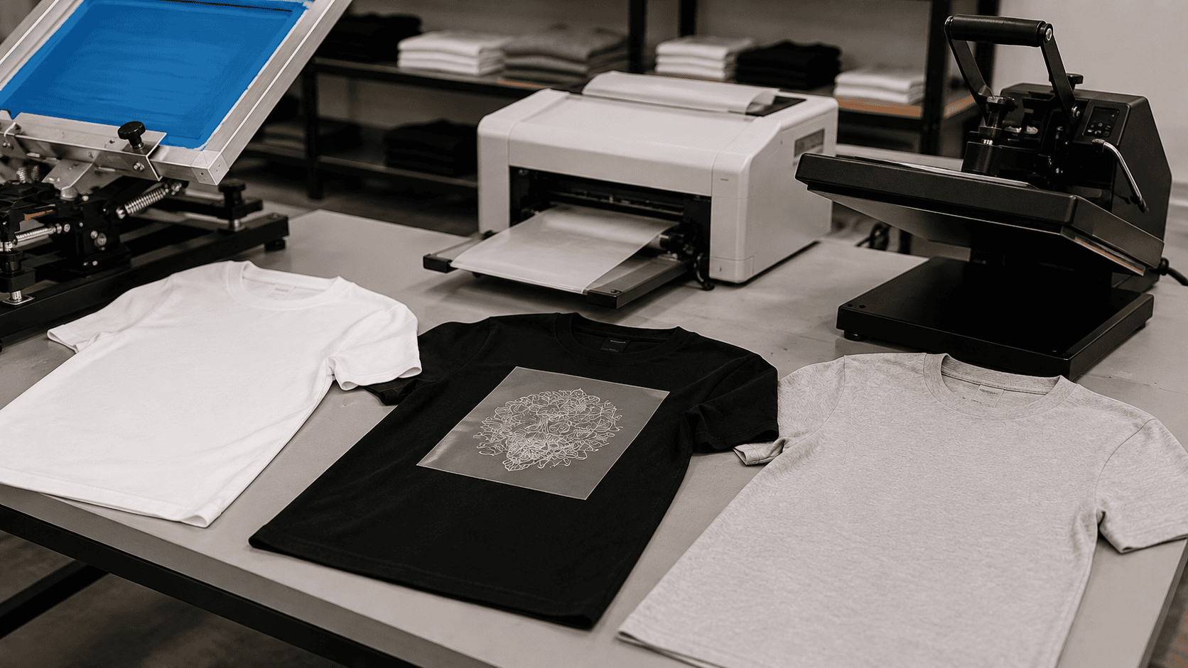 T-shirt screen printing and DTF printing